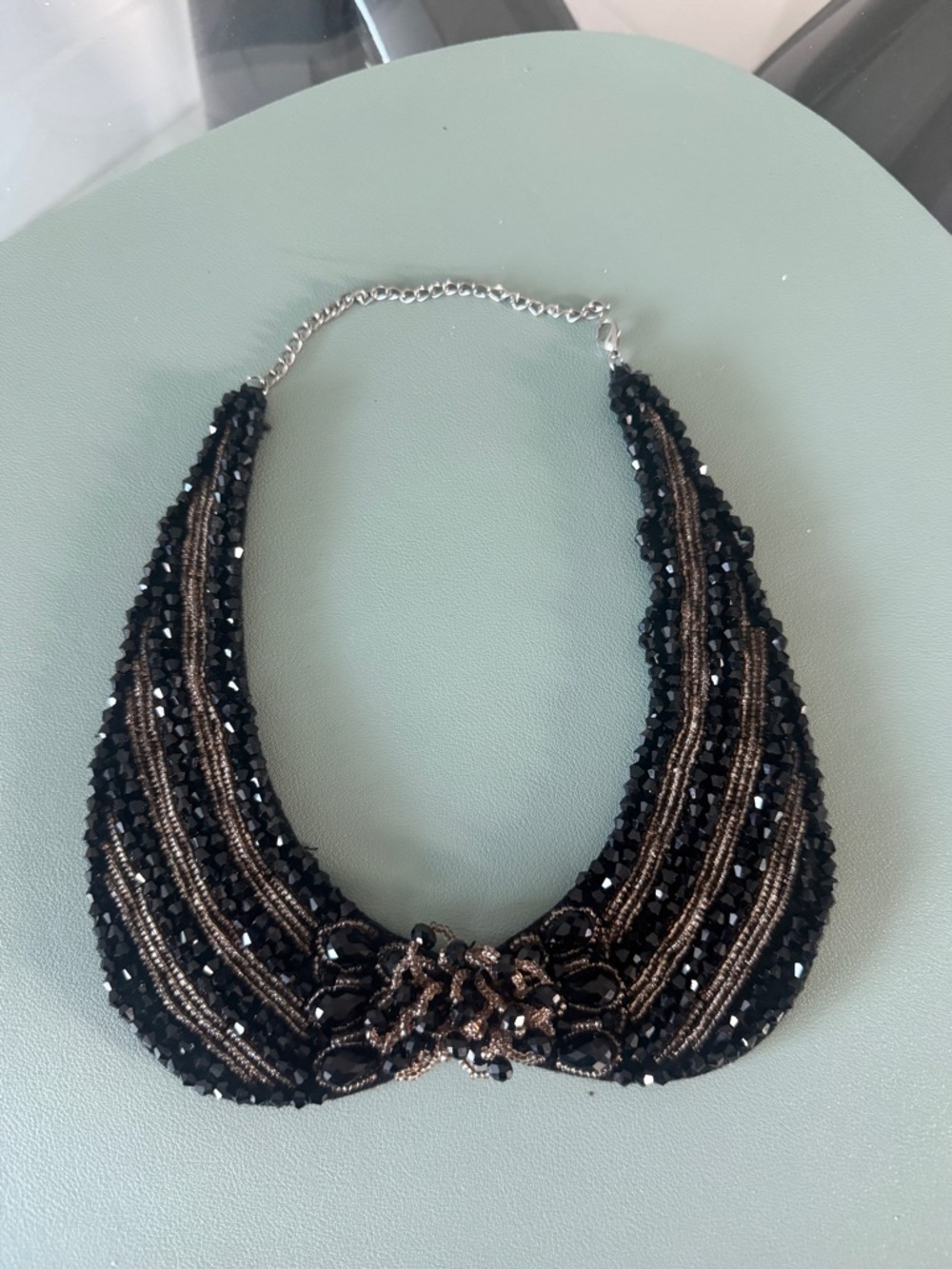 Black and Bronze Beaded Collar Necklace